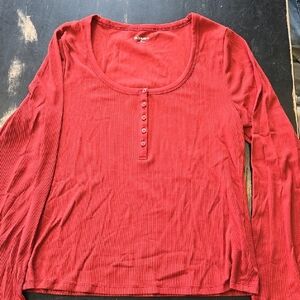 Burnt Orange Long Sleeve Henley Top